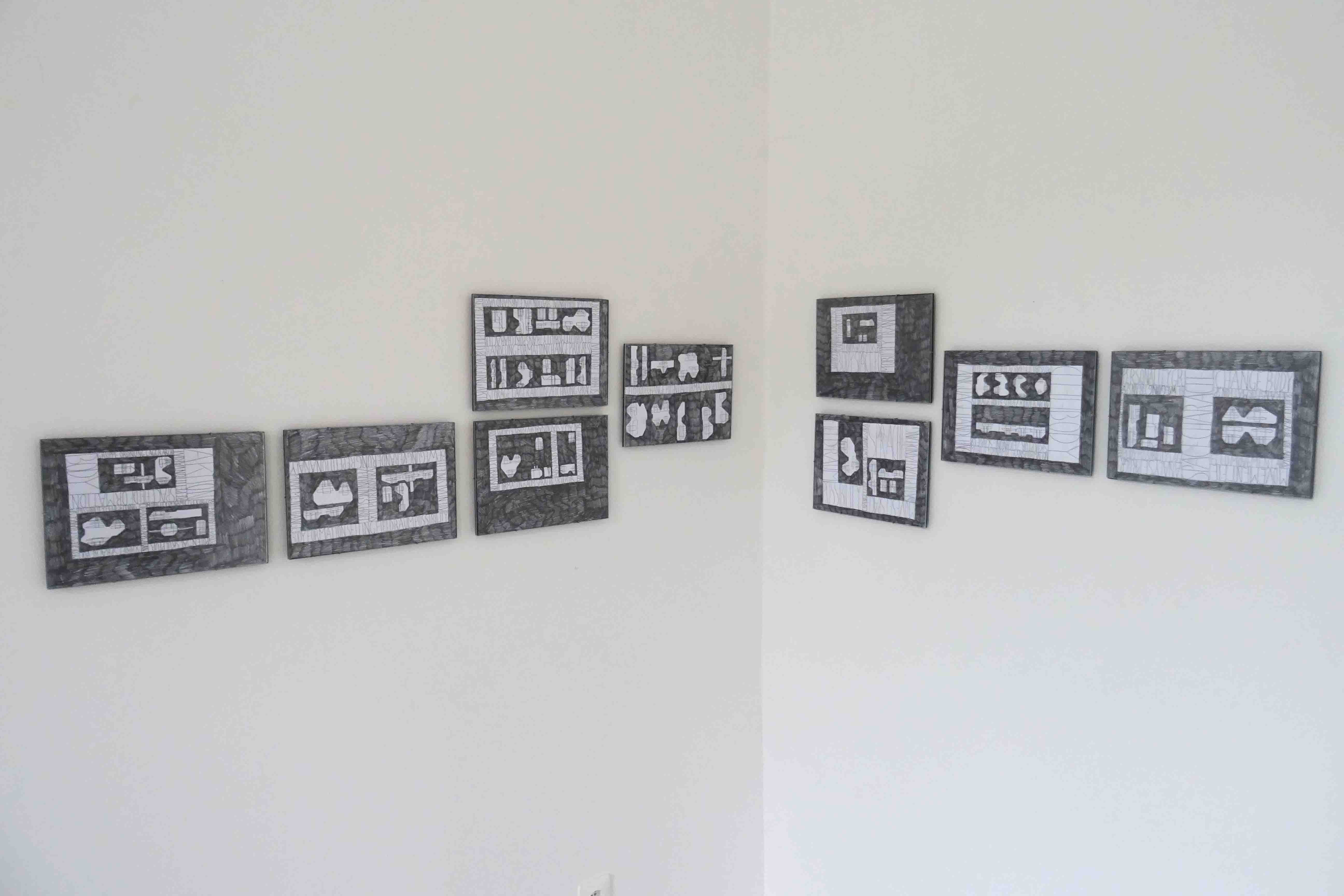 field drawings (mobile fields), series of 9 drawings, each 21x29,7cm