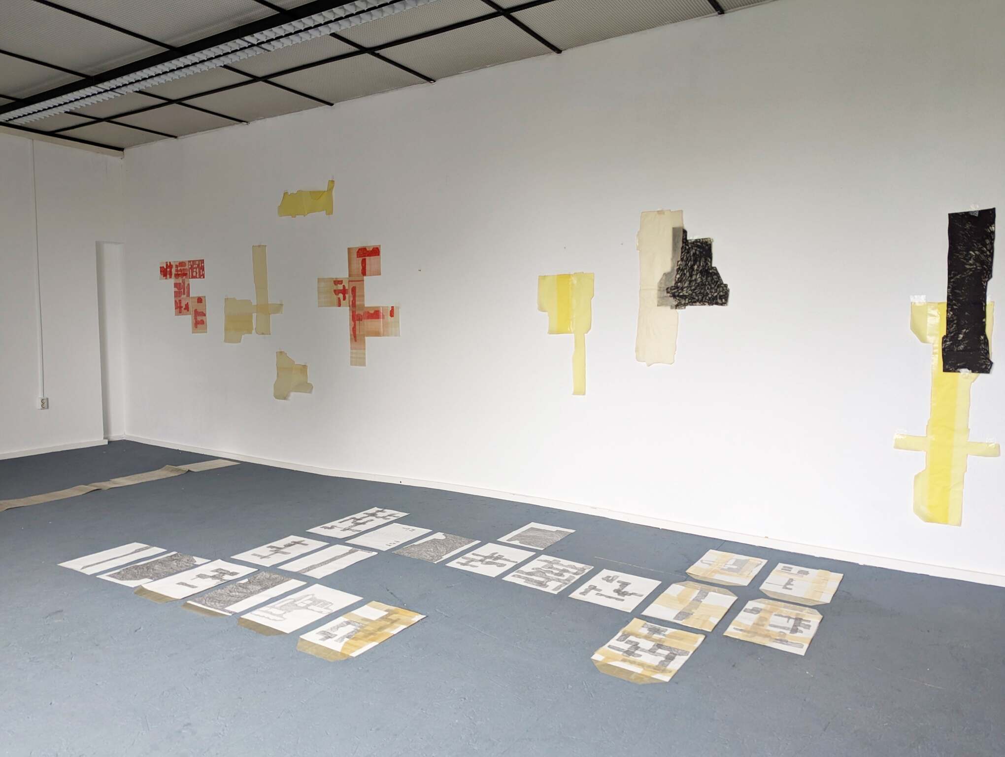 - ongoing process of floor settings/wall formations and wall drawings, 2025