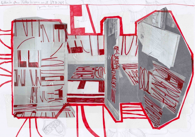 - letters to space (analytic drawings), series of drawings since 2021, all numbered and dated, each 21x29,7cm