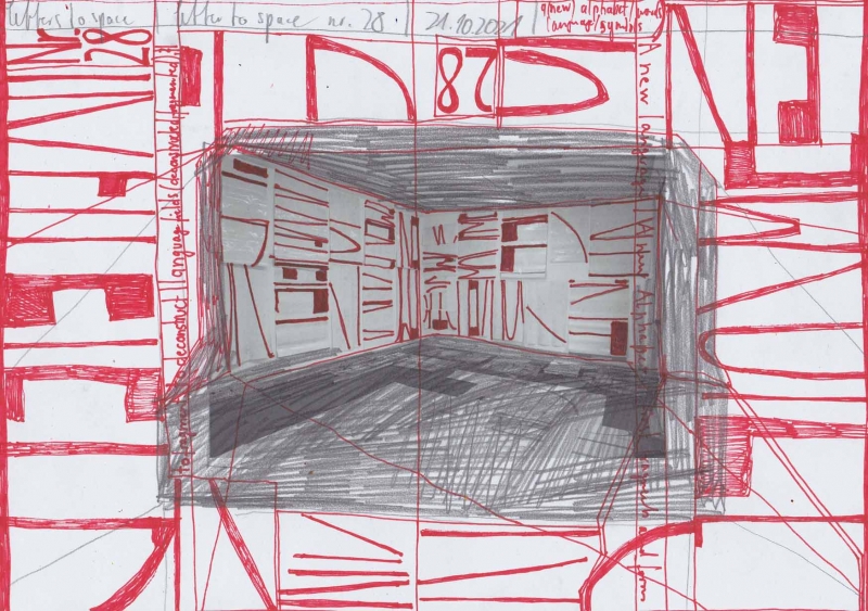 - letters to space (analytic drawings), series of drawings since 2021, all numbered and dated, each 21x29,7cm