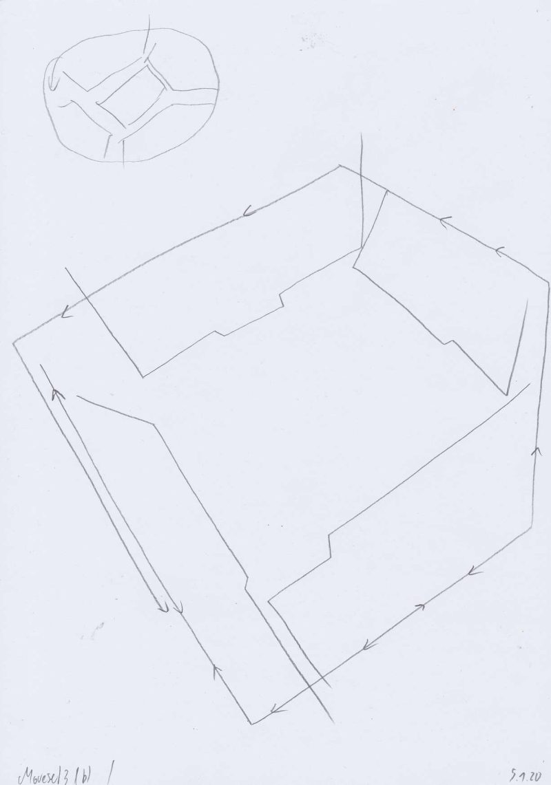   - notations on movement (first moveset, space analysis, movement analysis, space choreography, documents of movement ), pencil, graphite and pen on paper, each 21x29,7cm, 2020
